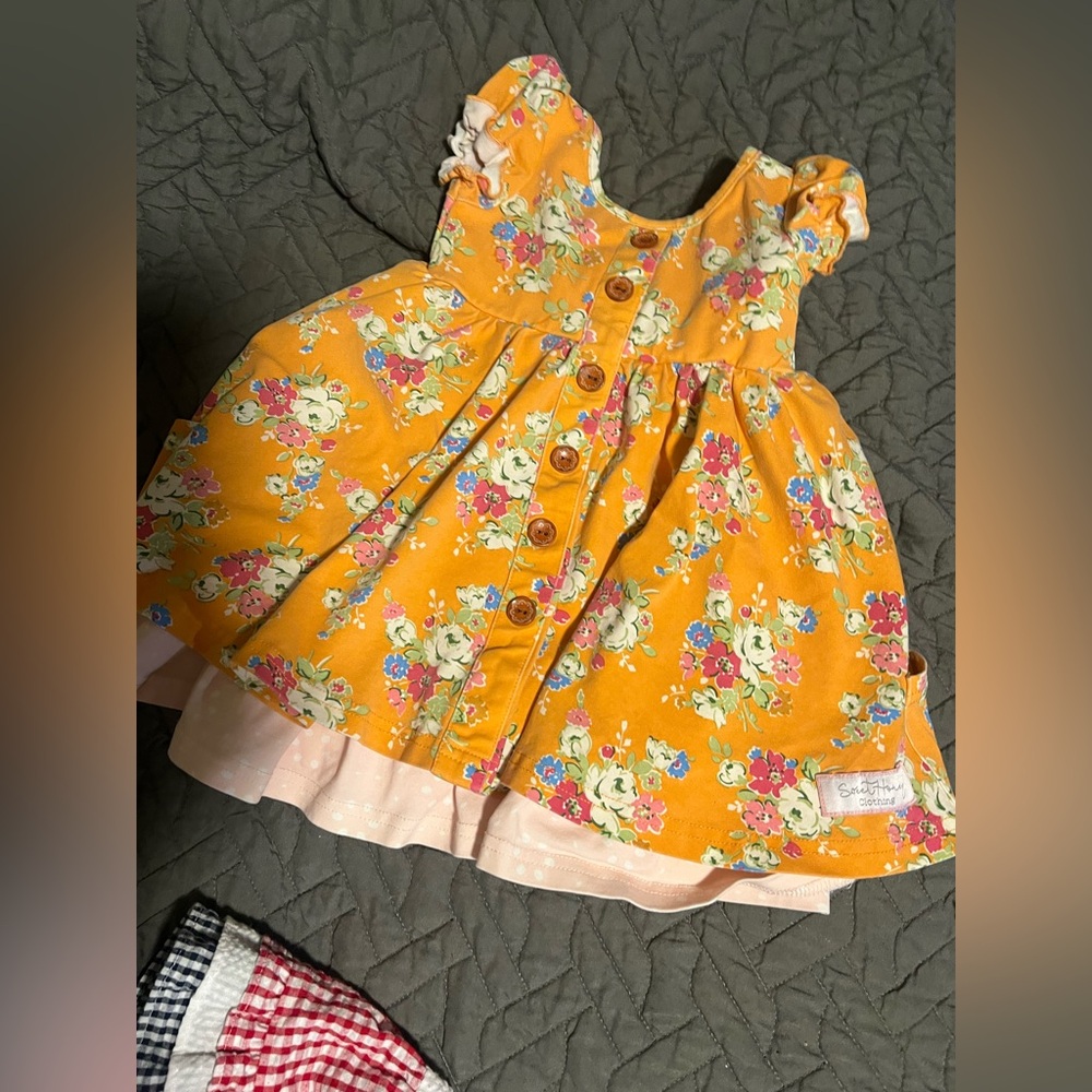 SweetHoney Orange Floral Kids Dress